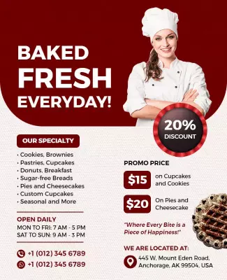 Fresh Bakery Promotion Discount Flyer Template