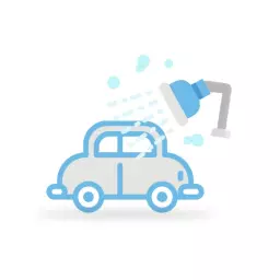 Fresh Blue Car Undergoing a Gentle Wash Logo Template