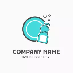 Fresh Blue Dishwashing Liquid Promoting Essential Cleanliness Logo Template