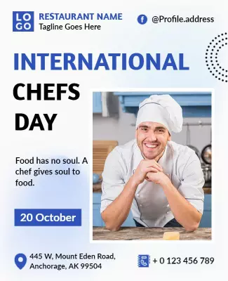 Fresh Blue International Chefs Day Celebration Poster Template