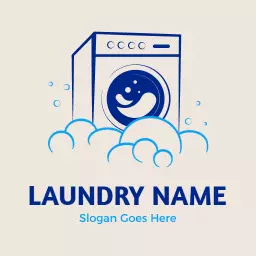 Fresh Blue Washing Machine Design for Laundry Services Logo Template