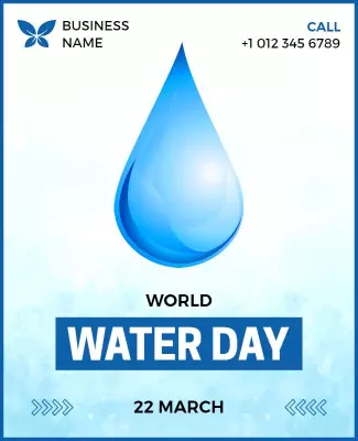 Fresh Blue Water Drop Awareness Campaign Poster Template