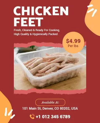 Fresh Chicken Feet Product Promotion Poster Template
