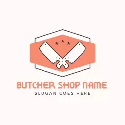 Fresh Edible Meats Illustrated with Butcher Tools Logo Template