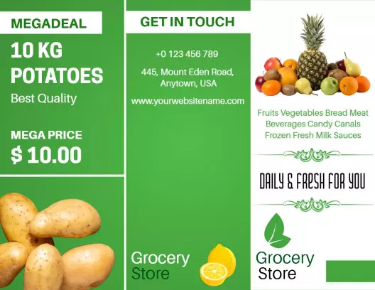Fresh Fruits and Vegetables Grocery Price List Brochure Template