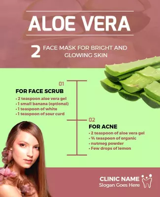 Fresh Green Aloe Vera Face Mask Recipe Guide Poster Template