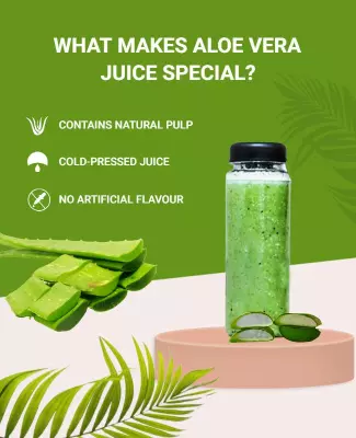 Fresh Green Aloe Vera Juice Benefits Information Poster Template