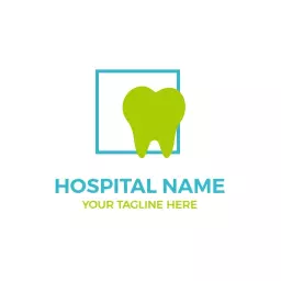 Fresh Green and Blue Dental Caring Tooth Icon Logo Template