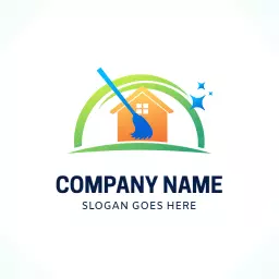 Fresh Green and Blue Home Cleaning Service Logo Template