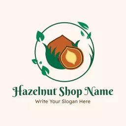 Fresh Green and Brown Hazel Nut Shop Logo with Natural Vibes Logo Template
