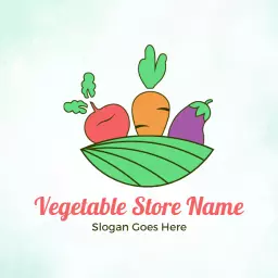 Fresh Green and Colorful Vegetable Basket Promotion Logo Template