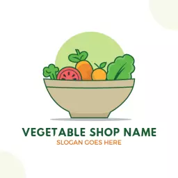 Fresh Green and Colorful Vegetables in a Bowl Grocery Logo Template