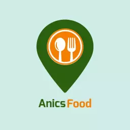 Fresh Green and Orange Food Locator for Restaurant Logo Template