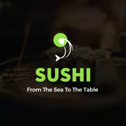 Fresh Green and White Design Celebrating Sushi Cuisine Logo Template