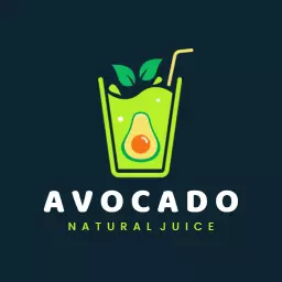 Fresh Green Avocado Juice in a Glass with Leaves Logo Template