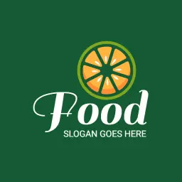 Fresh Green Background with Vibrant Orange Food Logo Template