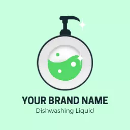 Fresh Green Bubbles in a Modern Dishwashing Liquid Logo Template
