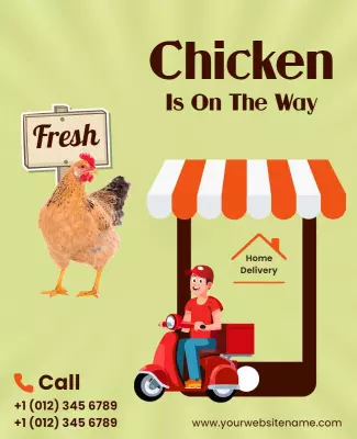 Fresh Green Chicken Delivery Service Poster Template