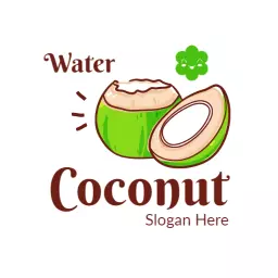 Fresh Green Coconut Illustrating Natural Water Product Logo Template