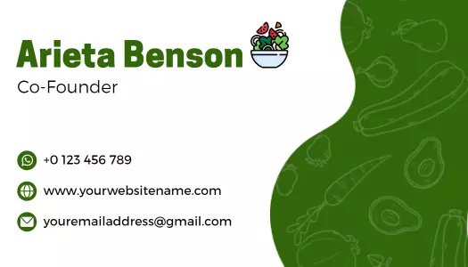 Fresh Green Culinary Delights Restaurant Business Card Template