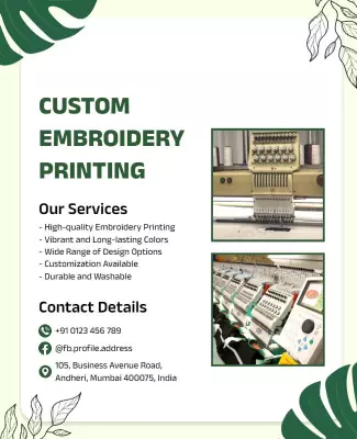Fresh Green Custom Embroidery Printing Services Poster Template