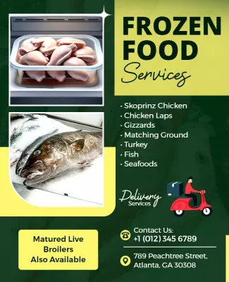 Fresh Green Frozen Food Delivery Services Poster Template