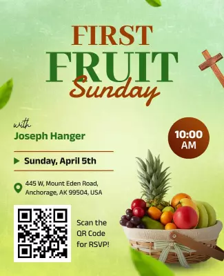 Fresh Green Fruit Sunday Celebration Church Poster Template