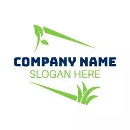 Fresh Green Grass and Leaf Design for Lawn Care Logo Template