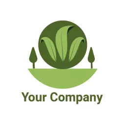 Fresh Green Grass and Trees Representing Lawn Care Logo Template