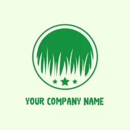 Fresh Green Grass Surrounded by Stars Lawn Care Logo Template
