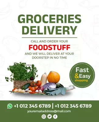 Fresh Green Groceries Delivery Service Poster Template