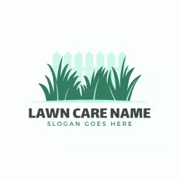 Fresh Green Lawn Design with Elegant Fence for Lawn Care Logo Template