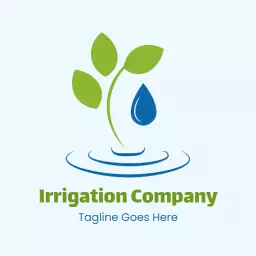 Fresh Green Leaf and Water Drop Representing Irrigations Logo Template