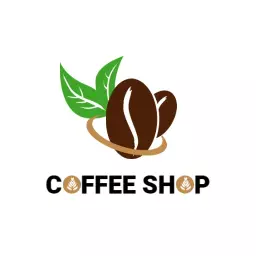 Fresh Green Leaves and Coffee Beans Showcase Coffee Logo Template