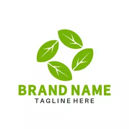 Fresh Green Leaves Representing Sustainable Plant Solutions Logo Template