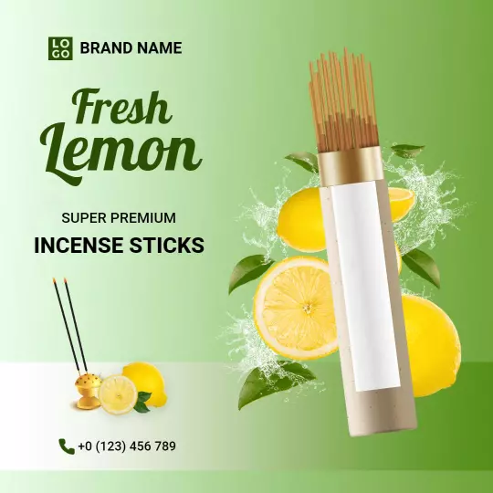 Fresh Green Lemon Scented Incense Sticks Ad Template