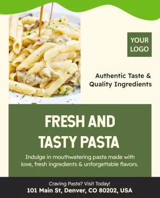 Fresh Green Modern Pasta Restaurant Promotion Poster Template