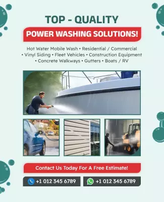 Fresh Green Modern Power Washing Services Promotional Poster Template