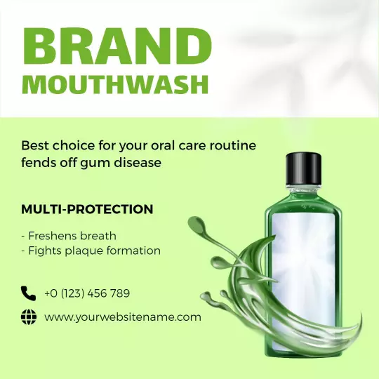 Fresh Green Mouthwash for Effective Oral Care Ad Template