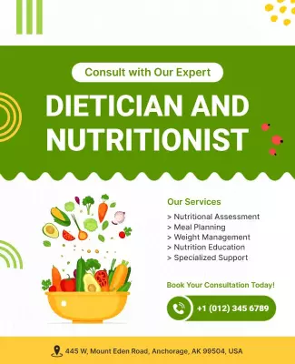 Fresh Green Nutrition Consultation and Dietitian Services Poster Template