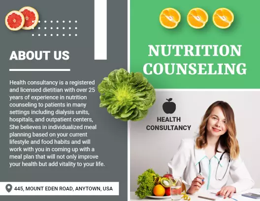 Fresh Green Nutrition Counseling and Health Consultancy Brochure Template