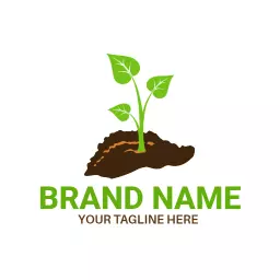 Fresh Green Plant Sprouting from Soil Representing Growth Logo Template
