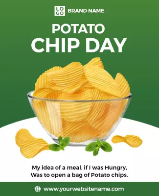 Fresh Green Potato Chip Day Snack Celebration Poster Template