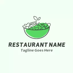 Fresh Green Salad Bowl Design for Healthy Restaurant Logo Template