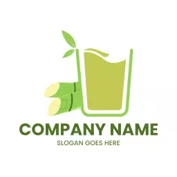 Fresh Green Sugarcane Juice with Vibrant Glass Design Logo Template