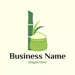 Fresh Green Sugarcane Plant and Sweet Sugar Logo Template