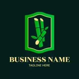 Fresh Green Sugarcane Stalks Representing Agricultural Business Logo Template