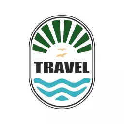 Fresh Green Sunlight Over Waves Promoting Travel Logo Template