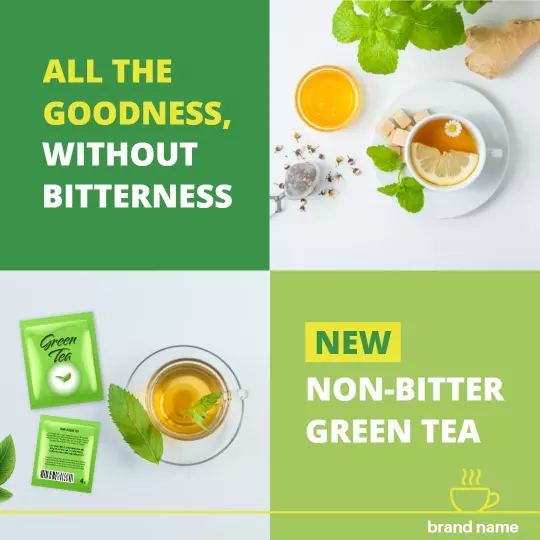 Fresh Green Tea with Mint and Citrus Flavor Promotion Ad Template