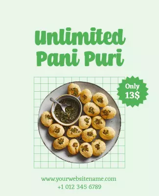 Fresh Green Unlimited Pani Puri Food Offer Poster Template